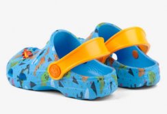 detské letné topánky Coqui 8701 LITTLE FROG Blue/Orange DINO+Amulet